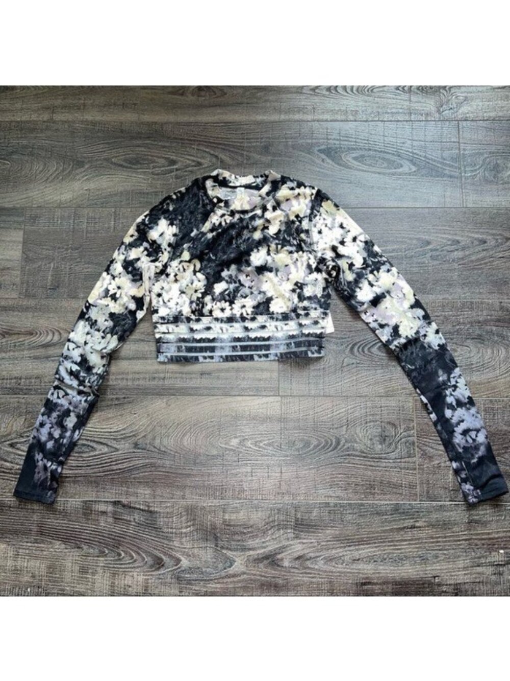 Free People Movement Idris Floral Mesh Crop Top Womens XS NWT